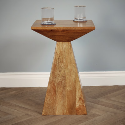 Solid Wood Top Pedestal Square Side Table