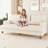 87-inch Corduroy Sofa with 3 Seats, No Tool Assembly,Solid Wood Frame and Solid Wood Legs-Beige-96382853