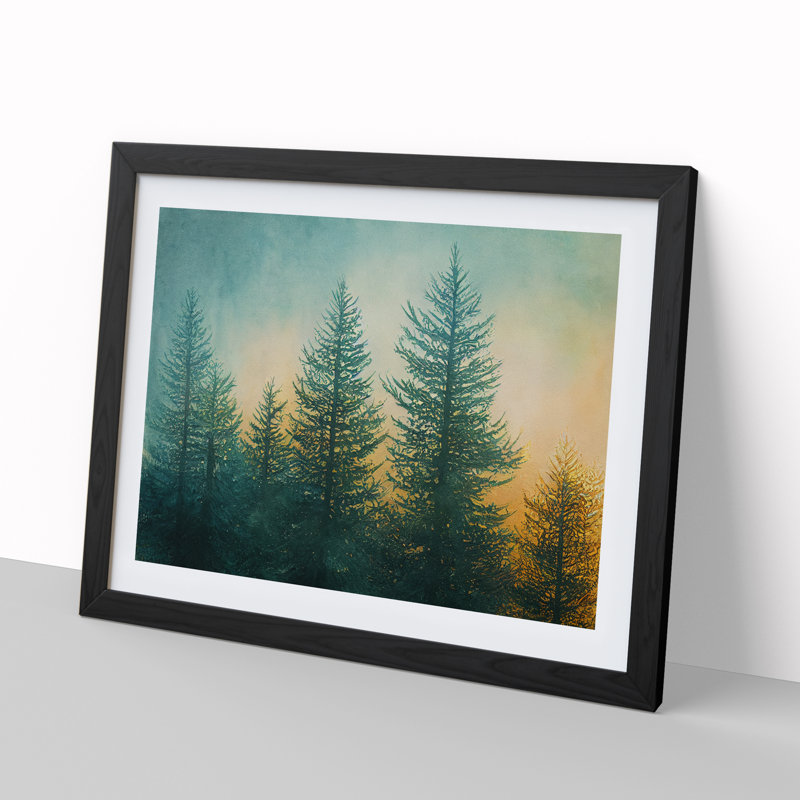 Pine Tree Forest Vol.1 - Single Picture Frame Painting, Black Framed, 46cm H x 64cm W x 2cm D