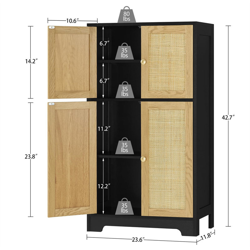 Accent 23,58 po x H 42,72 po, Naturel/noir