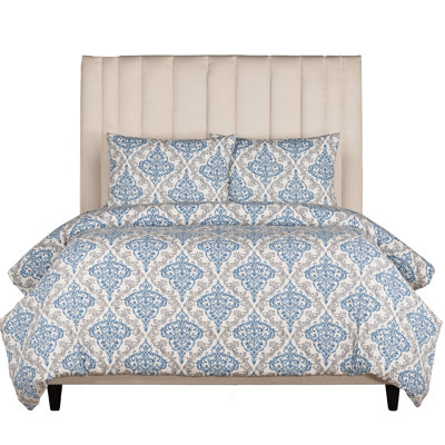 Magnolia Home Fashions Anna Azure 100% Cotton Luxury Duvet Cover and Sham Set