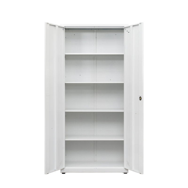 Armoire de rangement haute avec 2 portes et 4 cloisons pour séparer 5 espaces de rangement, style maison / bureau, buffet