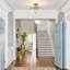 Artistic 2-Light Gradient Blue Glass Dome Semi-Flush Ceiling Light