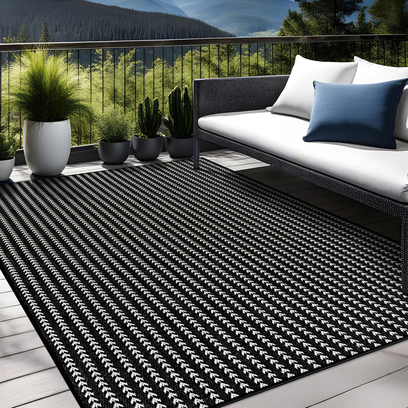 Tapis intérieur à chevrons, Rectangle 8' x 10', Black