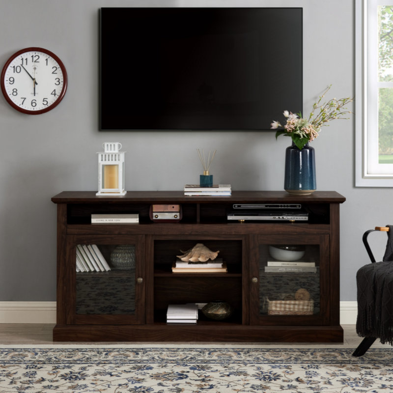 Meuble télé avec tablette ouverte pour téléviseur de 65 po ou moins, Walnut