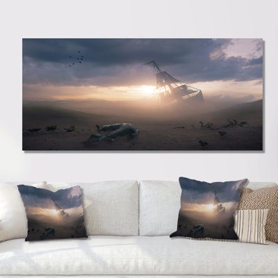 Naufrage surréaliste dans le désert - photographie sur toile