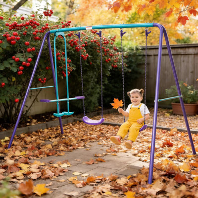 Adjustable Swing For ' Outdoor Backyard Activities, Two Seats And A Glider, Metal Design Stability, 396lbs Weight Limit Develop Core Skills,
