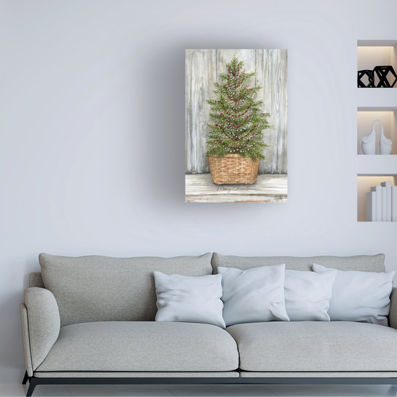 Art sur toile Melinda Hipsher Merry Christmas Country Pine Tree, H 19 po x l 12 po
