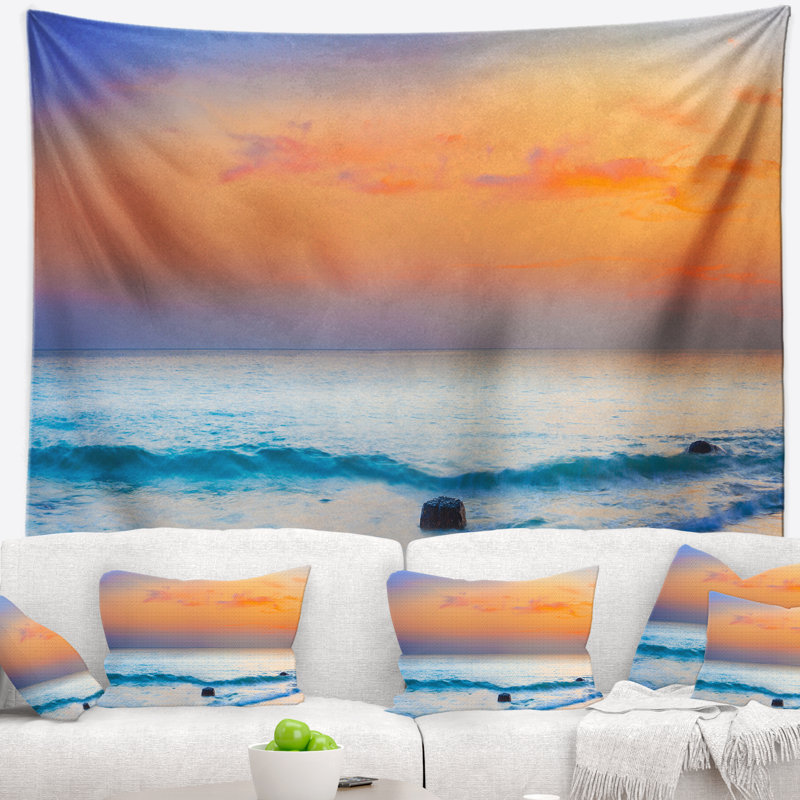 Photographie orange sunset panorama tapisserie, H 32 po x l 39 po
