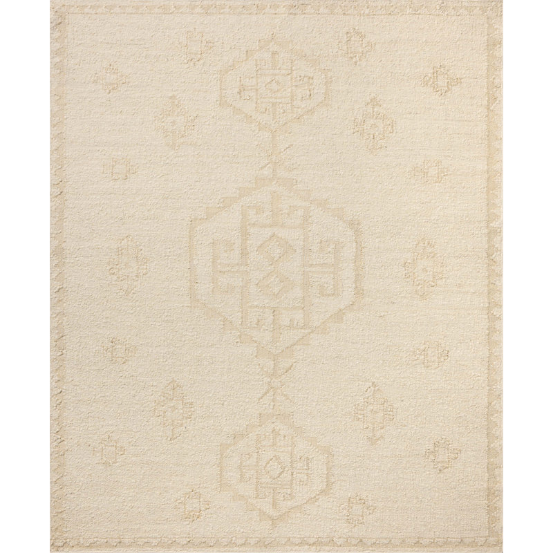 Tapis ivoire / naturel Marceli, Carré 1 pi 6 po