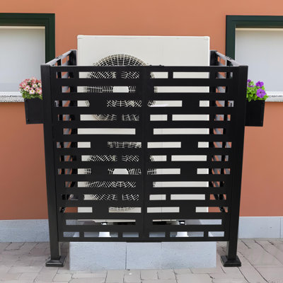 3.5*3.5FT Air Conditioner Fence for Outdoor Units Metal Privacy Fence,Metal Privacy Screen with Planter Boxes,Outdoor Trash Can Fence