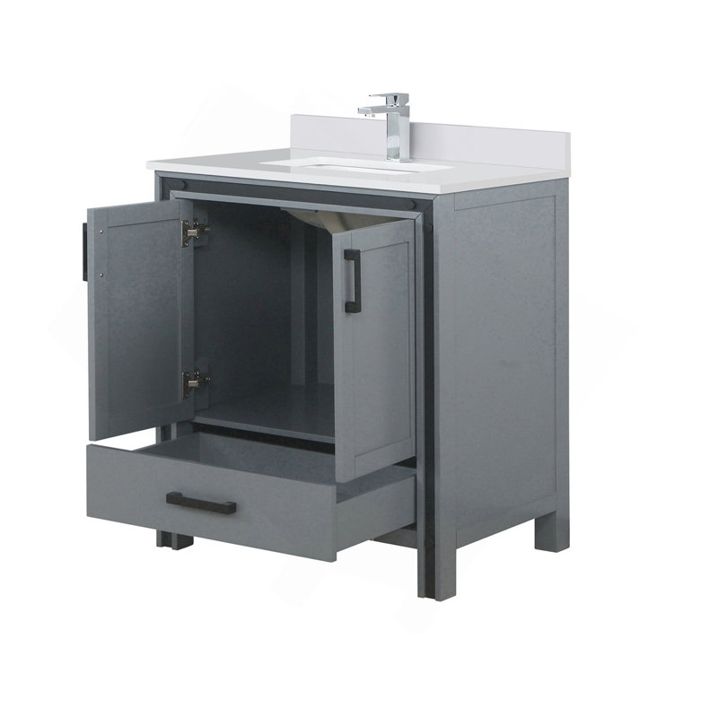 Meuble-lavabo gris foncé 30 po X P 22 po D, ensemble de dessus et robinet en marbre de culture