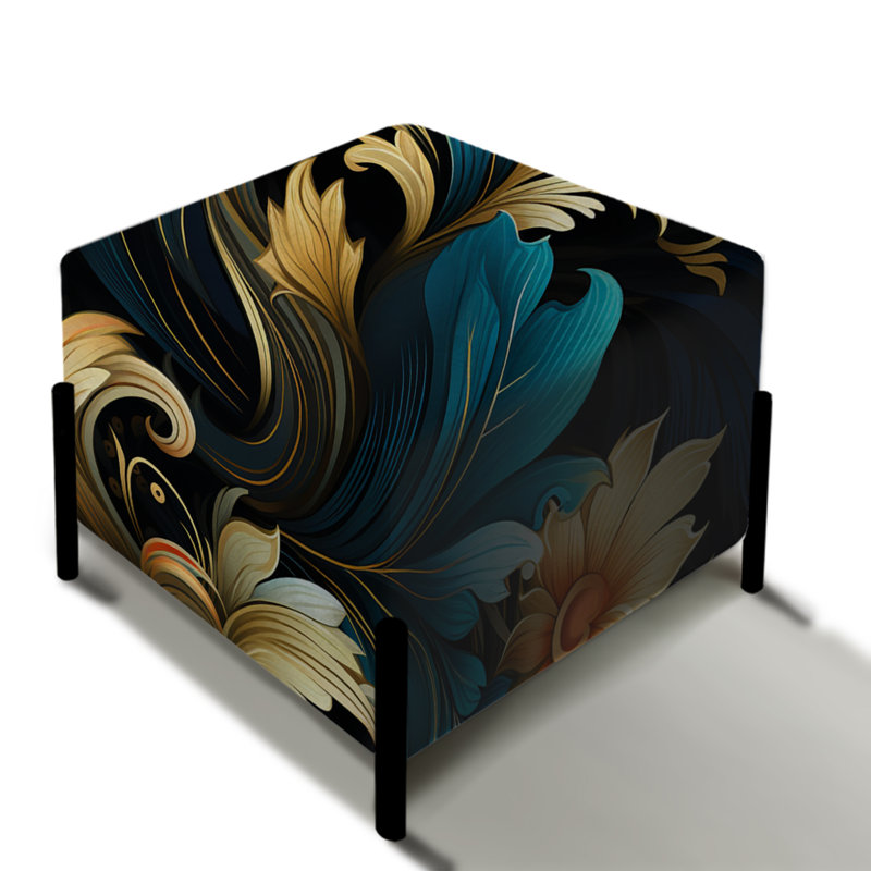 Inspirations Art déco, motif cachemire - repose-pieds carré à motif cachemire