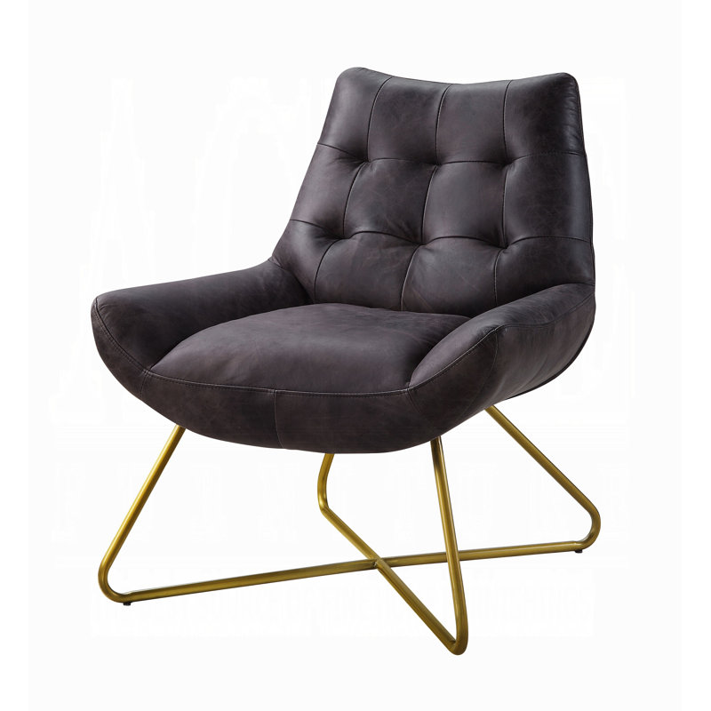 Chaise d'appoint en cuir fleur 31 po
