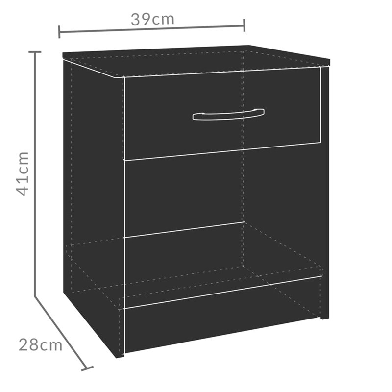 Araiz 39cm W Solid + Manufactured Wood Bedside Table, Highgloss sand grey