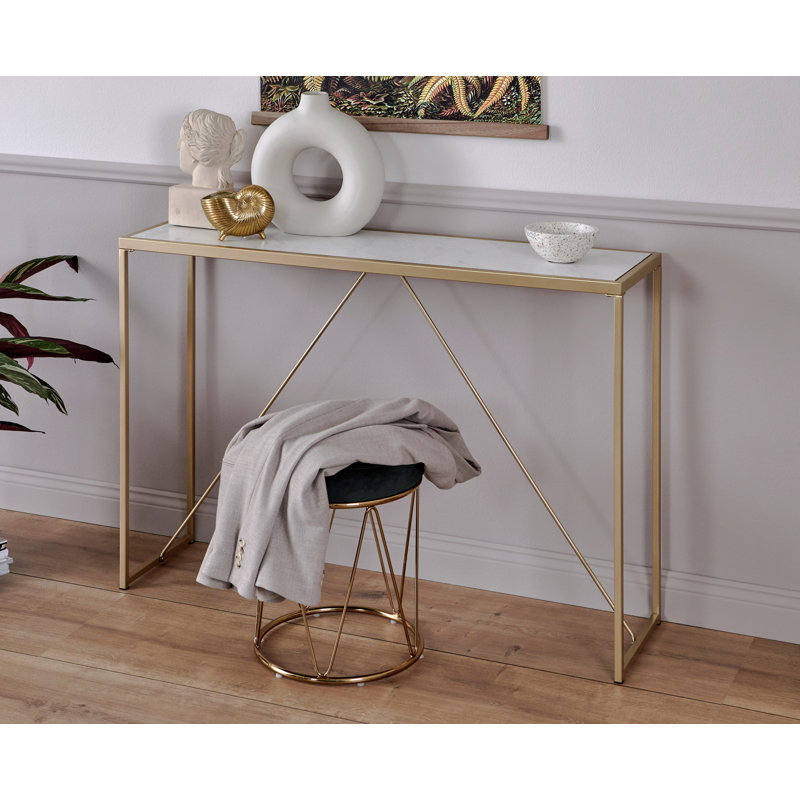 Shartlesville 111cm Console Table, Gold, Marble White