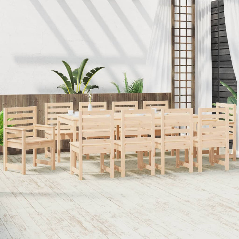 Campbelltown 10 - Person Wood Patio Dining Set with Rectangular Table, Brown