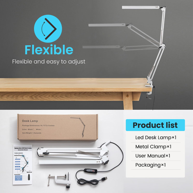 Adelais Clip On Lamp, White