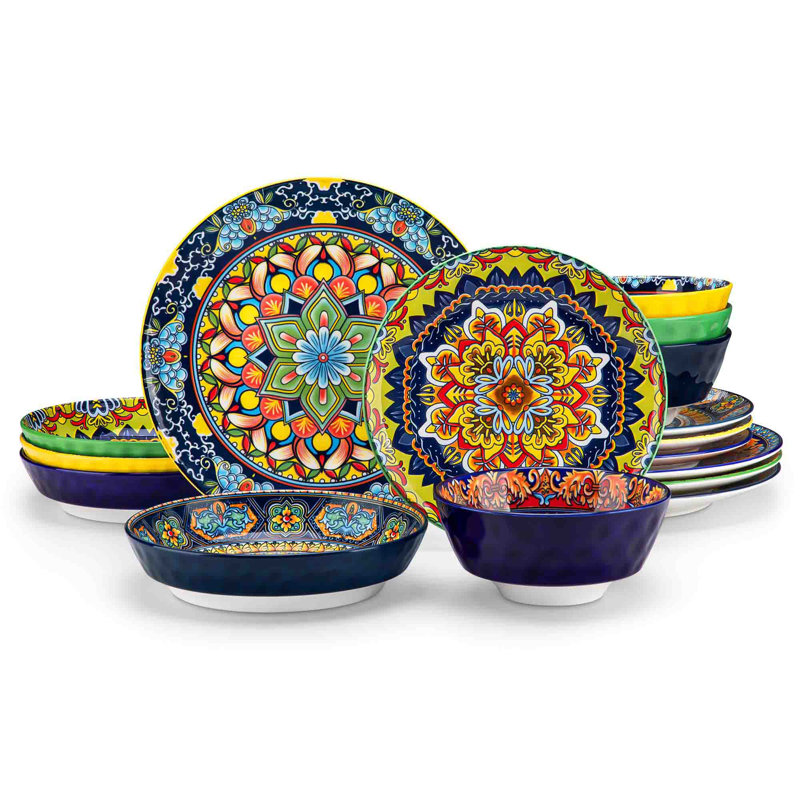 Services de vaisselle en porcelaine, ensemble de vaisselle 16 pièces