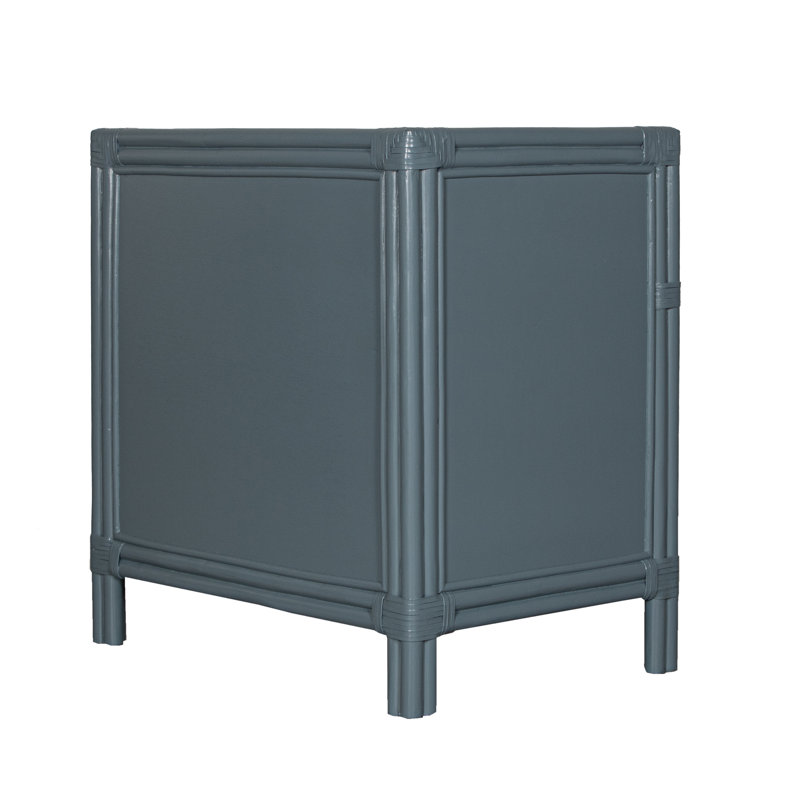 Clara Collection 1 - Drawer Rattan Nightstand, Regatta Blue