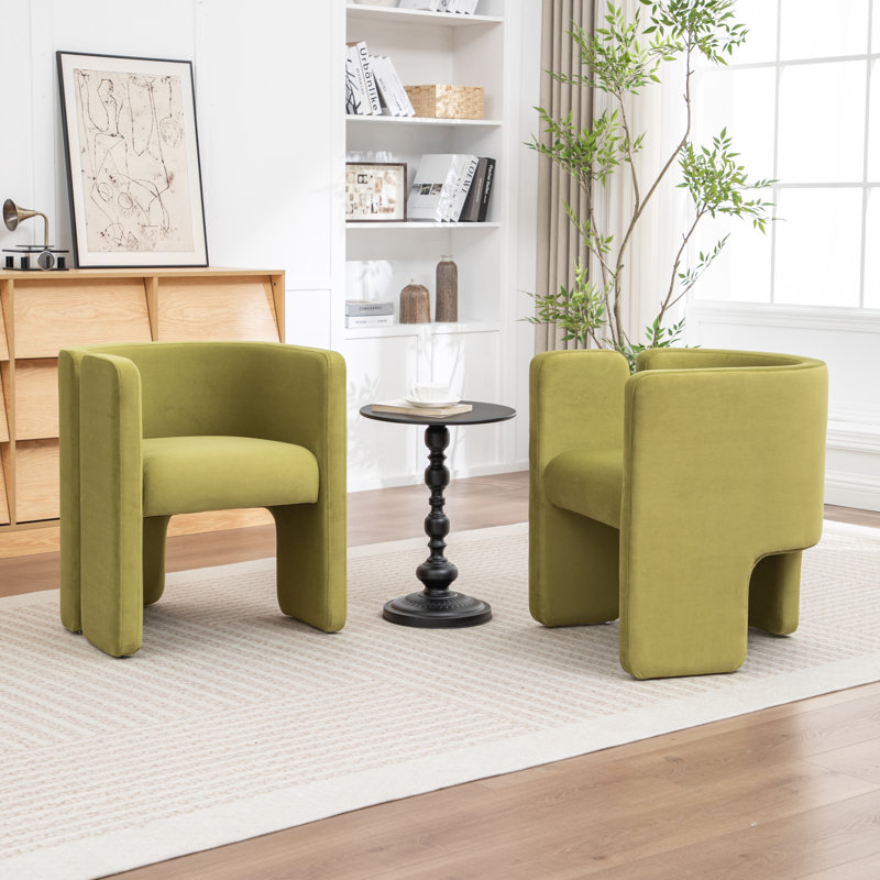 Jaimyn Upholstered Barrel Chair, Green Velvet