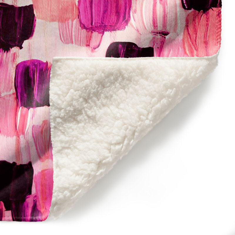 Couverture en sherpa doux de couleur rose fleur, l 68 po x L 80 po