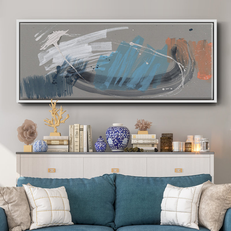 Whimsical Marks I- Framed Canvas, 20" H x 50" W