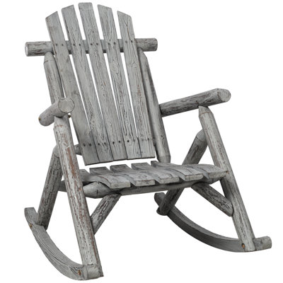 Chaise berçante de patio en bois avec grand dossier