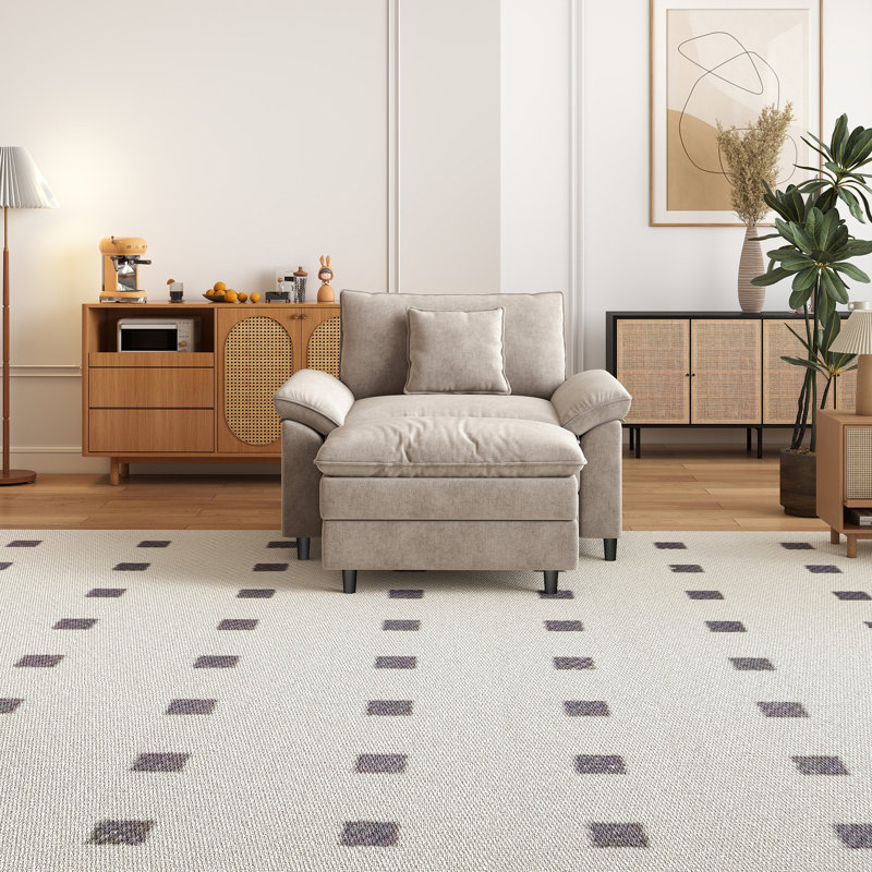 Canapé simple avec repose-pieds, Brun