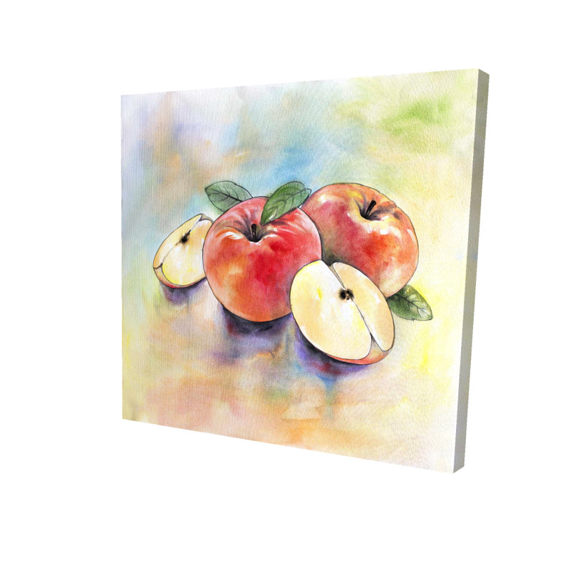 Toile avec feuilles de cuisine pomme récolte | Art mural Home Decor