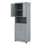 Grande armoire de salle de bain avec panier à linge inclinable et rangement supérieur, armoire de rangement avec deux portes, tablette réglable et tiroir-1447919406
