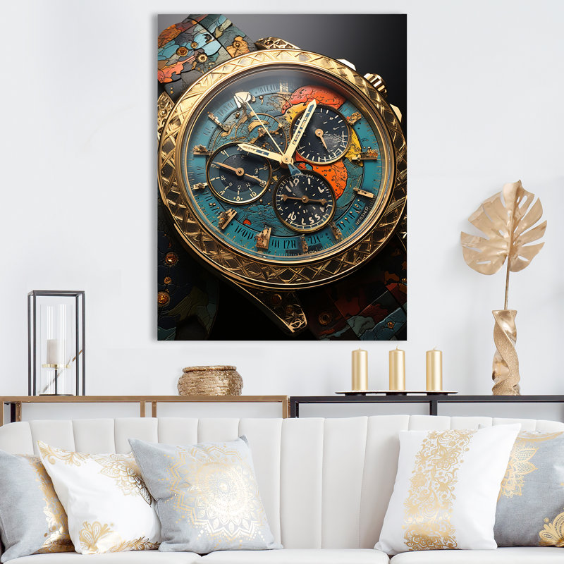 «Luxury Watch Bronze Infinity III - Watches», reproduction d'art murale, H 40 po x l 30 po x P 1,5 po, Toile tendue