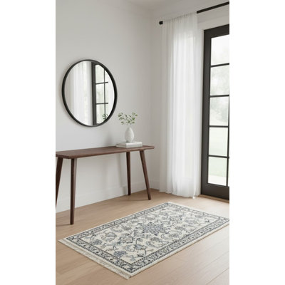 One-of-a-Kind 2'4" X 4' New Age Wool Area Rug in Cream