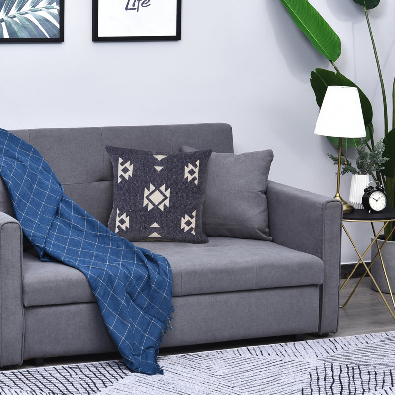 Coussin décoratif à motif géométrique 100% coton Contemporary, Housse de coussin seulement - sans coussin