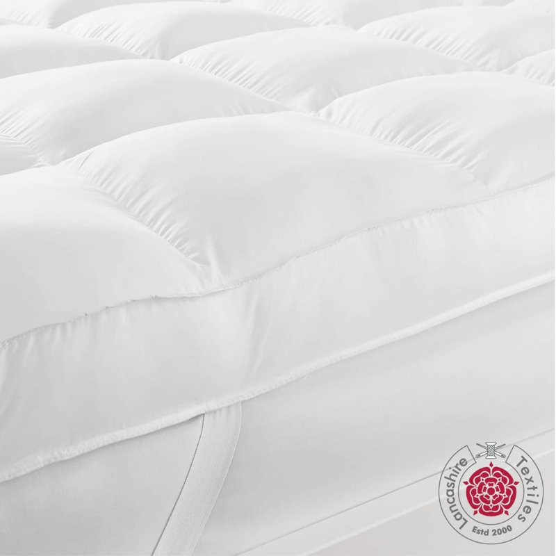 Searce Extra Thick 4 Inch Mattress Topper | Sleep On A Cloud Hollowfibre Filled 100% Cotton Extra Thick Mattress Topper | 230 Thread Soft Mattress Topper- Bunk Bed
