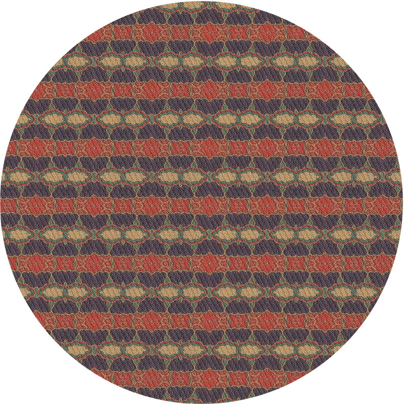 Tapis décoratif abstraite rouge/violet/beige parkwoods, Rond 7 pi