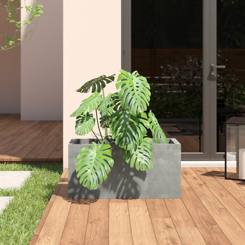 Fuller Handmade Planter Box, 15" H x 15" W x 31" D, Cement