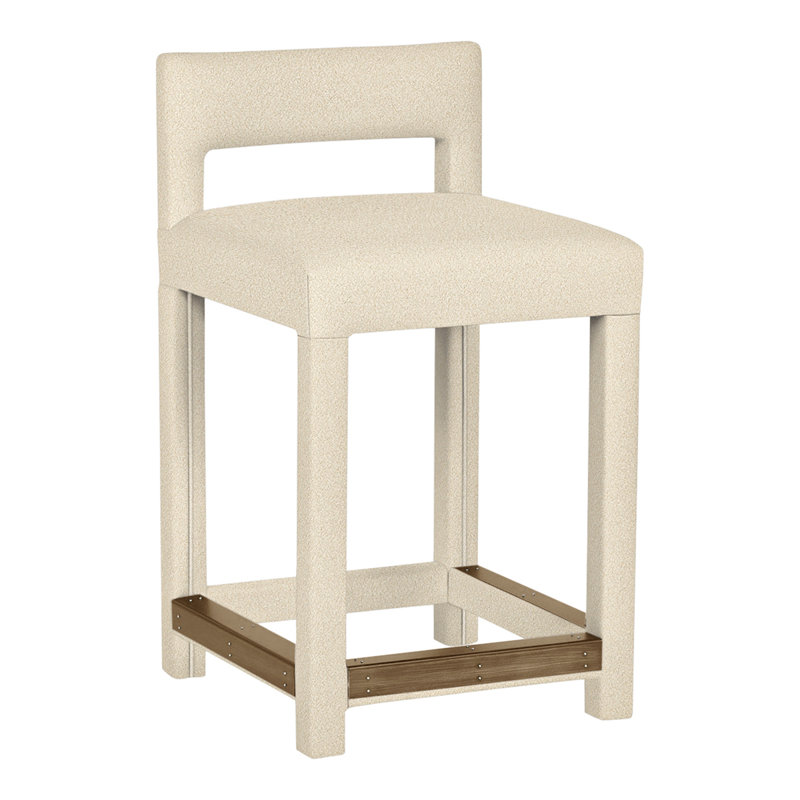 Utica By Thom Filicia Upholstered Counter Stool with Solid Wood Frame, Hampton, Kimoni naturel