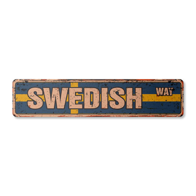 Sweedish Flag Street Sign Aluminum 4" X 18"