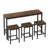Modern Design Kitchen Dining Table,Pub Table,Long Dining Table Set With 3 Stools,Easy Assembly,Dark Brown