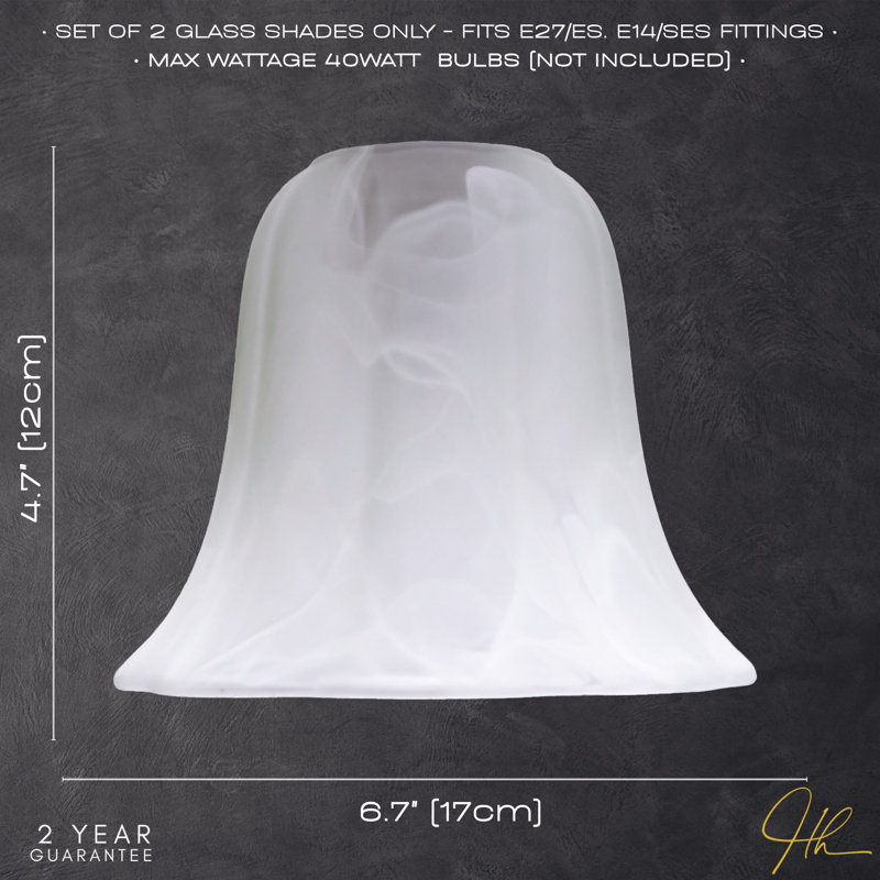 12cm H Glass Lamp Shade in White