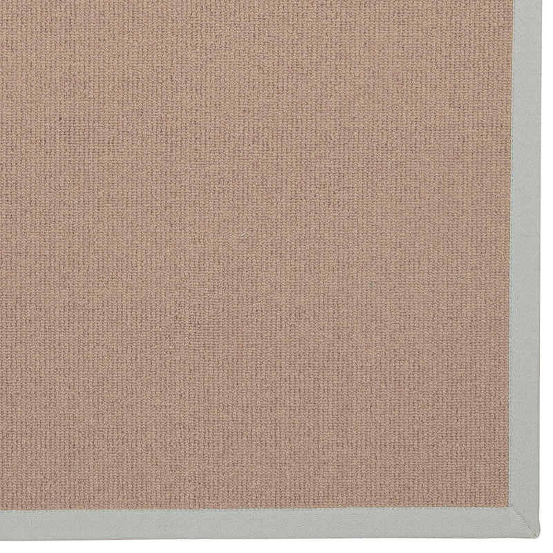 Tapis berbère beige foncé fait à la main avec bordure en coton bleu glacier Nannette, Rectangle 4pi x 6 pi