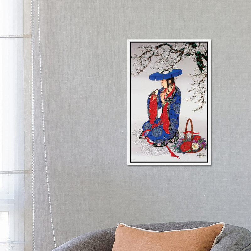 Melody Of Spring - Painting on Canvas, 66.04 cm H x 45.72 cm W, White Framed