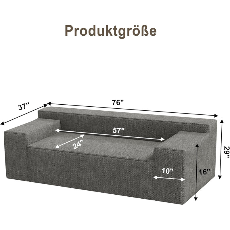 Petit canapé moderne avec causeuse, canapé hybride dans une boîte, aucun assemblage requis, canapé-lit avec 2 coussins, lin résistant aux égratignures, petit canapé pour petit espace, salon, chambre à coucher