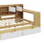 Lit de jour en L en bois avec sept armoires de rangement et deux tiroirs, un lit polyvalent avec une table d'étude intégrée-2083457573-2083457572