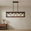 Luminaire suspendu 32 po à 5 lumières en bois de noyer rouge rustique avec abat-jour en verre-924394437-937001508