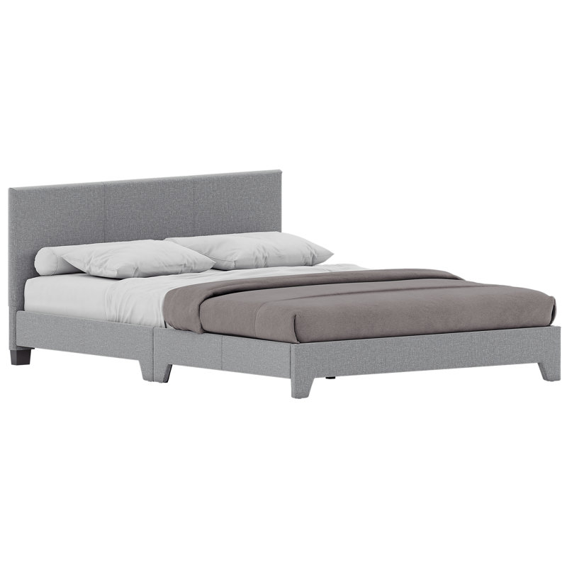 Scipio Upholstered Platform Bed, Light Grey, Kingsize (5')