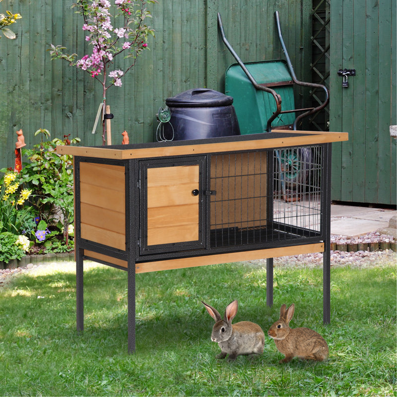 Rabbit House - Galvanized Wire Window For Air Flow Promotes A Environment With Better Monitoring, Pet's Well-being