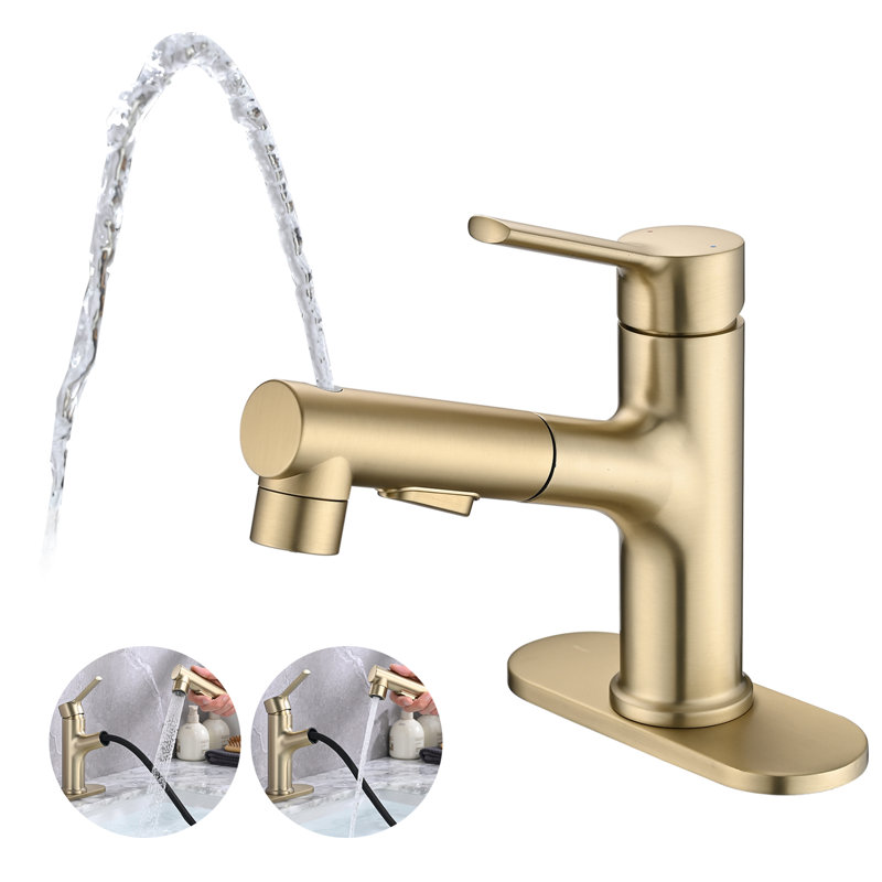 Robinet de salle de bain monocorps et monocommande, Or