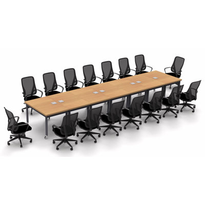 16 Person Conference Meeting Tables with 16 Chairs Complete Set by Inbox Zero
